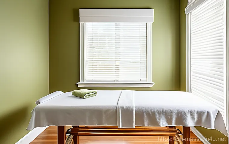 스포츠마사지사 고객 신뢰 구축 사례 - A female sports massage therapist in her 30s, wearing clean professional athletic wear, is demonstra...